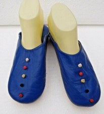 MOROCCAN SOFT LEATHER SLIPPERS * BLUE * ALL SIZES