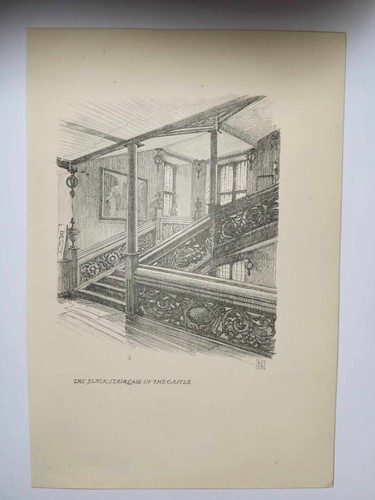 Antique pencil drawing print - pencil,