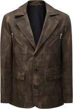 YFFUSHI Mens Leather Blazer