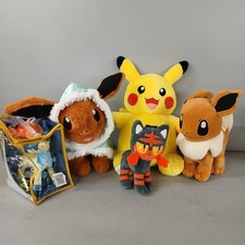 Pokémon Plush Toys x 5 Bundle Pikachu Eevee Litten Keldeo & Hoodie Eevee -CP