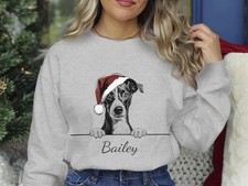 Italian Greyhound Christmas Sweatshirt Personalised Dog Name Unisex Gift