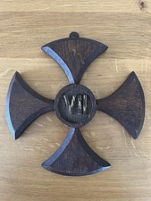 Antique Church Station of The Cross Oak Gold Numerals Wall Plaque