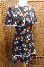 Vintage 1960s Mini Dress Brown Floral Handmade Bust 30 Inch Charity Sale