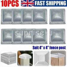 10PCS Pyramid Square Galvanised Metal Fence Post Caps 4" 100mm Post Top UK