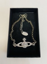 Vivienne Westwood Vintage Silver Tone Mini Bas Relief Orb Bracelet & Crystals