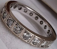 18Ct White Gold 1Ct Diamond Eternity Wedding Dress Ring Size M Hallmarked