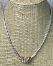JASPER CONRAN Crystal Barrel Beads Multi Strand Silver Tone Chain Necklace 238