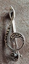 Sterling Silver Treble Clef Music Brooch