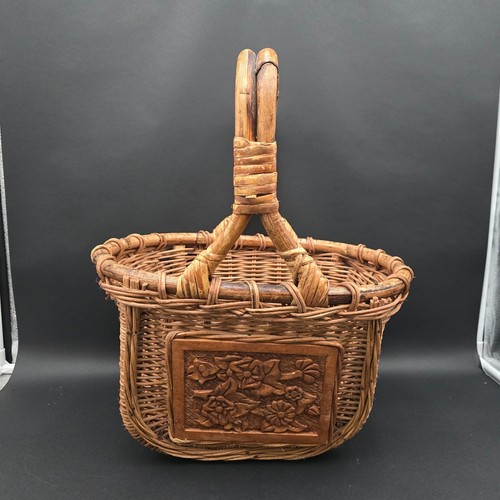Vintage wicker basket with - wicker,