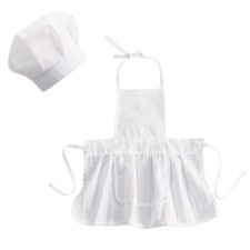 Kids White Apron and Hat Set