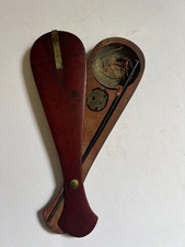 Antique Chinese Opium Scale  Wooden Case Hand Carved  Paddle Shaped