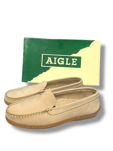Aigle beige leather loafers - beige,