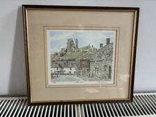 Corfe Castle Print By Glyn Martin 700/850 Framed Ready To Hang 12” X 10” VGC