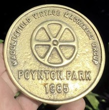 Poynton Park Macclesfield Vintage Machinery Group Brass Badge Plaque Sign