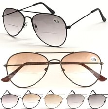 Tinted Bifocal Sun-Reader Pilot Double Bridge Small Aviators Shape Frame S293B