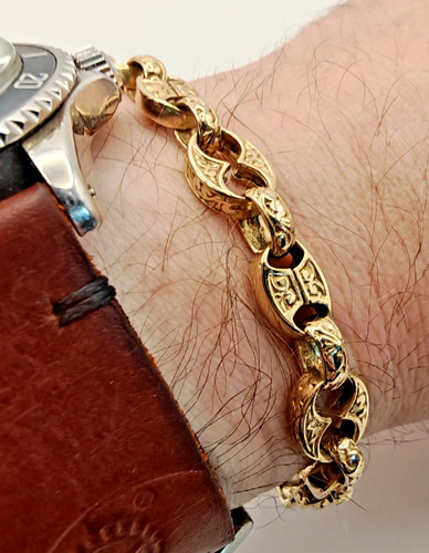 9ct gold patterned - gold, anchor
