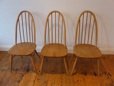 Three Ercol Windsor Bow Back Light Blonde Chairs For Restoration UK Delivery