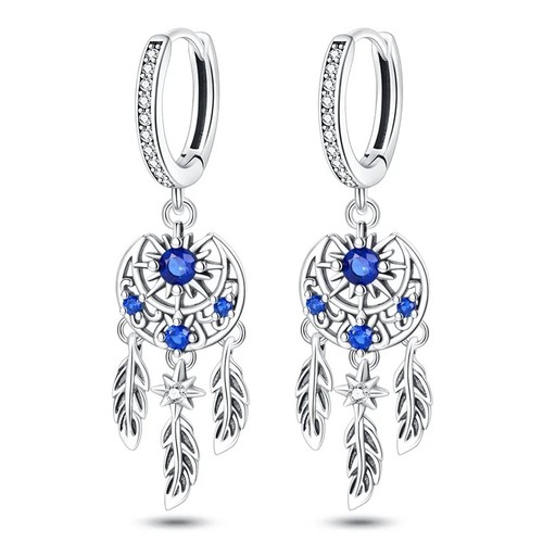 Dreamcatcher earrings blue - earrings,