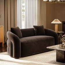 Brown Velvet Modern Curved 3