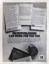 1974 Advert for KODAK MICROFILM Micropublishing Services Original Print Ad 744M