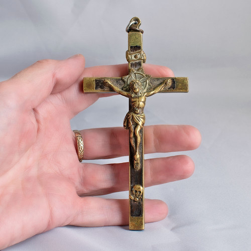 Antique crucifix hand held - held, or