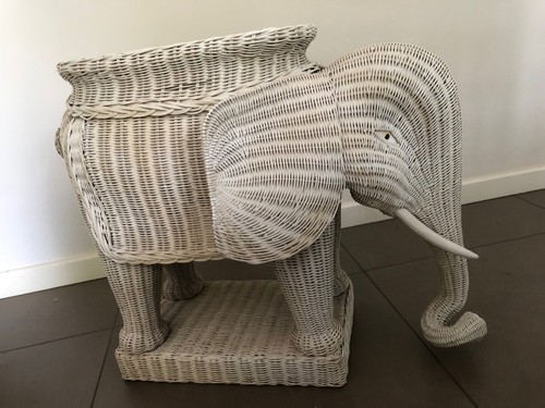 Vtg wicker elephant side - vtg,