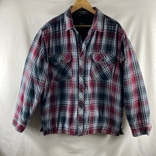 BC Clothing Shirt Jacket L Large Check Lumberjack Quilted Shacket Red Black