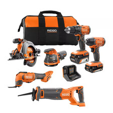 18V Cordless 6-Tool Combo Kit with 2.0 Ah Battery, 4.0 Ah Battery, Charger, and 