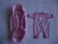 ZAPF CREATION CARRYCOT & SLEEPSUIT  FOR 14" BABY ANNABELL DOLL - PINK FLORAL