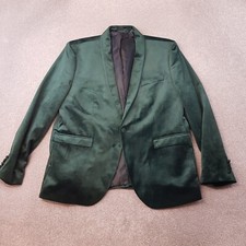Topman Mens Jacket 48R Green Velvet Tuxedo Smoking Dinner Blazer Skinny Fit