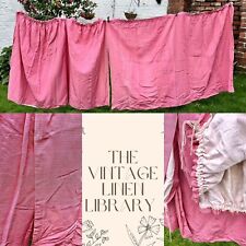 Stunning Vintage Handmade Pink Stripe Textured Curtains 66’’x48’’Drop 1960s