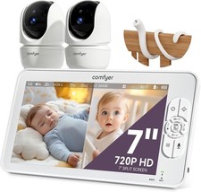Comfyer 7" Split-Screen Baby Monitor with 2 1080P Cameras, 720P HD No WiFi Monit