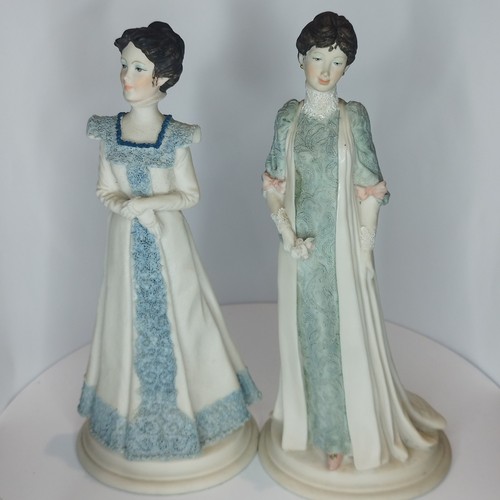 Pair lady figurines - lady, marked