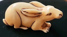 Netsuke Ivory Resin Rabbit