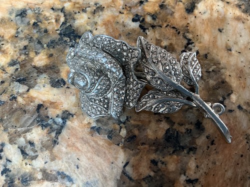 Vintage marcasite rose flower - vintage,