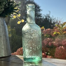 W. Forsyth Ltd Oldham & Ashton U Lyne Vintage Clear Green Glass Bottle