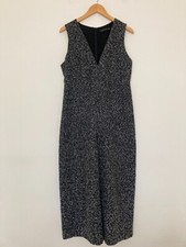 Zara Wide Leg Jumpsuit Cropped Size Medium Black and White Sleeveless Lined
