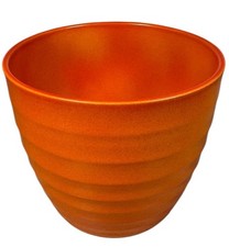 Scheurich 923 14 Red Orange Glossy Glazed Ribbed Ceramic Plant Pot Germany