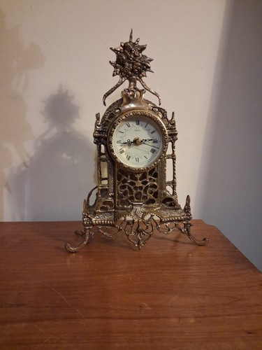 Antique brass ornate mantle - brass,