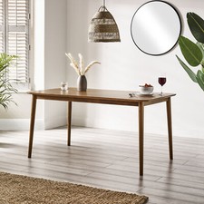 Lynton Walnut Effect Solid Wood Dining Table Modern Mid-Centuary Retro