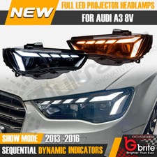 2x Full LED Headlights for Audi A3 8V Pre-Facelift (13-16) Upgrade for Xenon Car