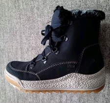 RIEKER Water Resistant Hiking Boots Womens UK 5  Warm Lined Lace, Zip Up, Navy
