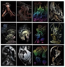 18 DESIGNS A4 ENGRAVING ART SCRAPER FOIL KITS & TOOL GOLD SILVER COPPER PICTURES