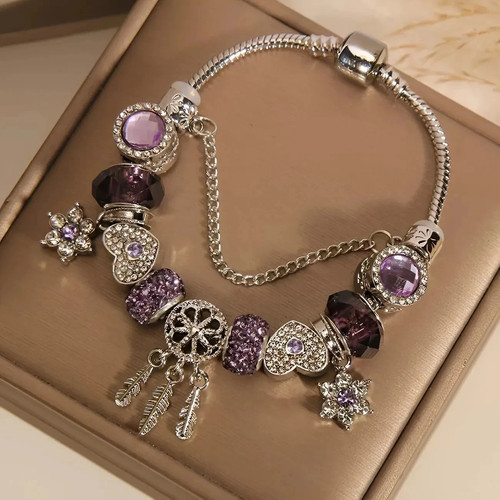 Dream catcher purple bracelet - purple,