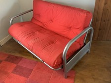 Metal Futon Sofa Bed with Red Mattress – Kids Room – Very Good Condition