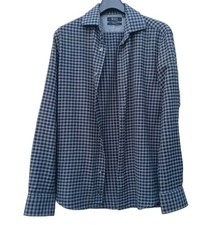 Saks Fifth Avenue Black Label Men's Shirt Size Medium Slim Fit Gingham Cotton