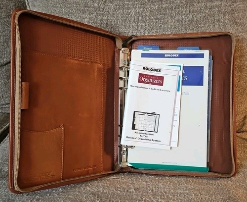 Vtg rolodex planner brown - planner,
