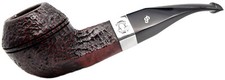 Peterson Sherlock Holmes 'Hudson' Red and Black Sandblast Silver Mounted Pipe