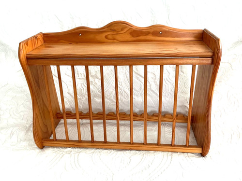 Vintage pine wooden plate rack - plate,