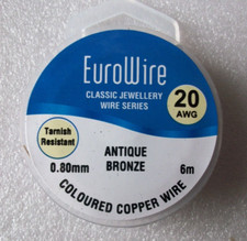 0.80mm ANTIQUE BRONZE coloured Copper Round Craft Wire x 6m, Non Tarnish, 20 AWG